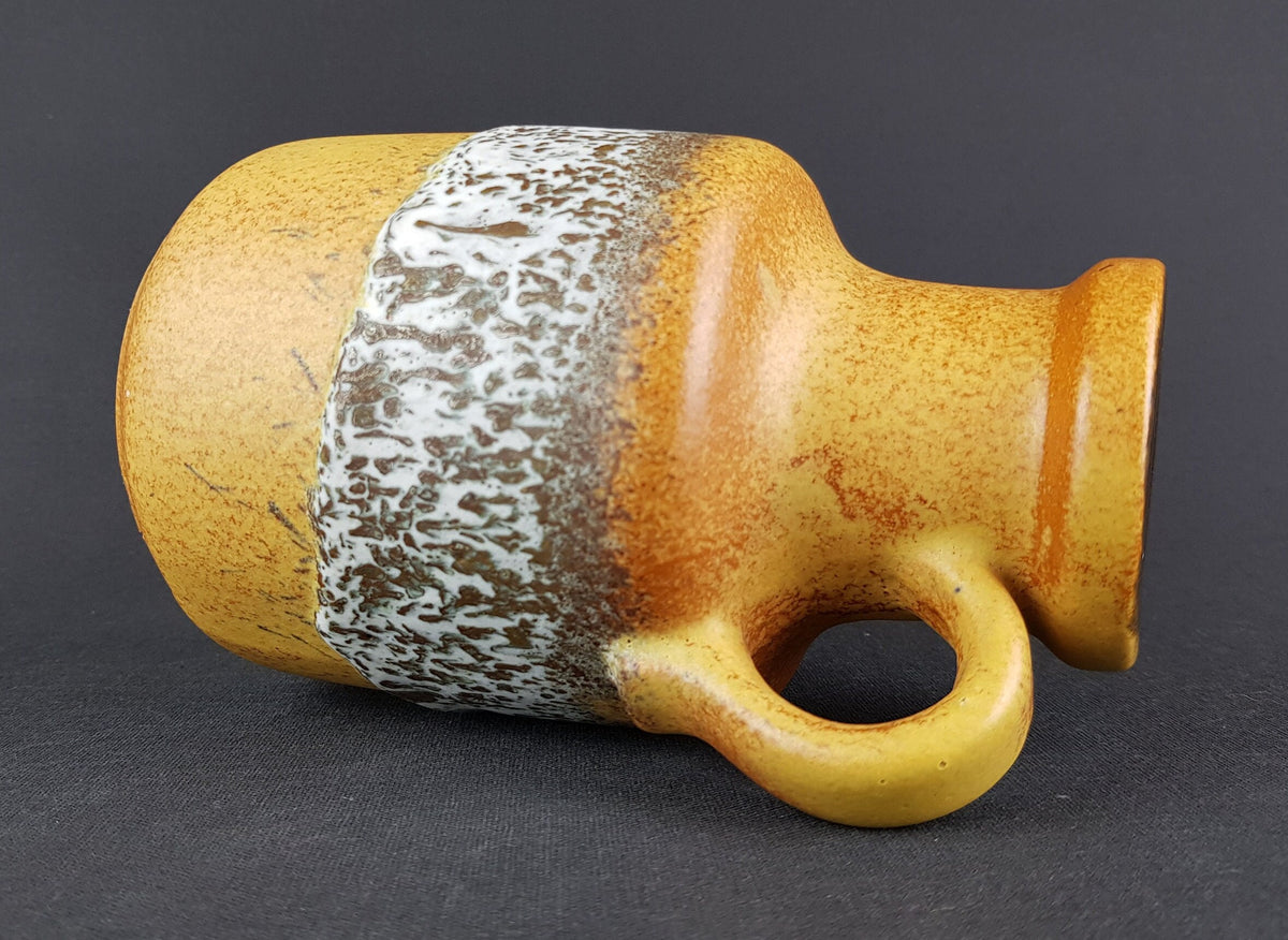 Vintage SCHEURICH KERAMIK Yellow, Black and White Fat Lava Vase 414 16 West German Pottery 1970s