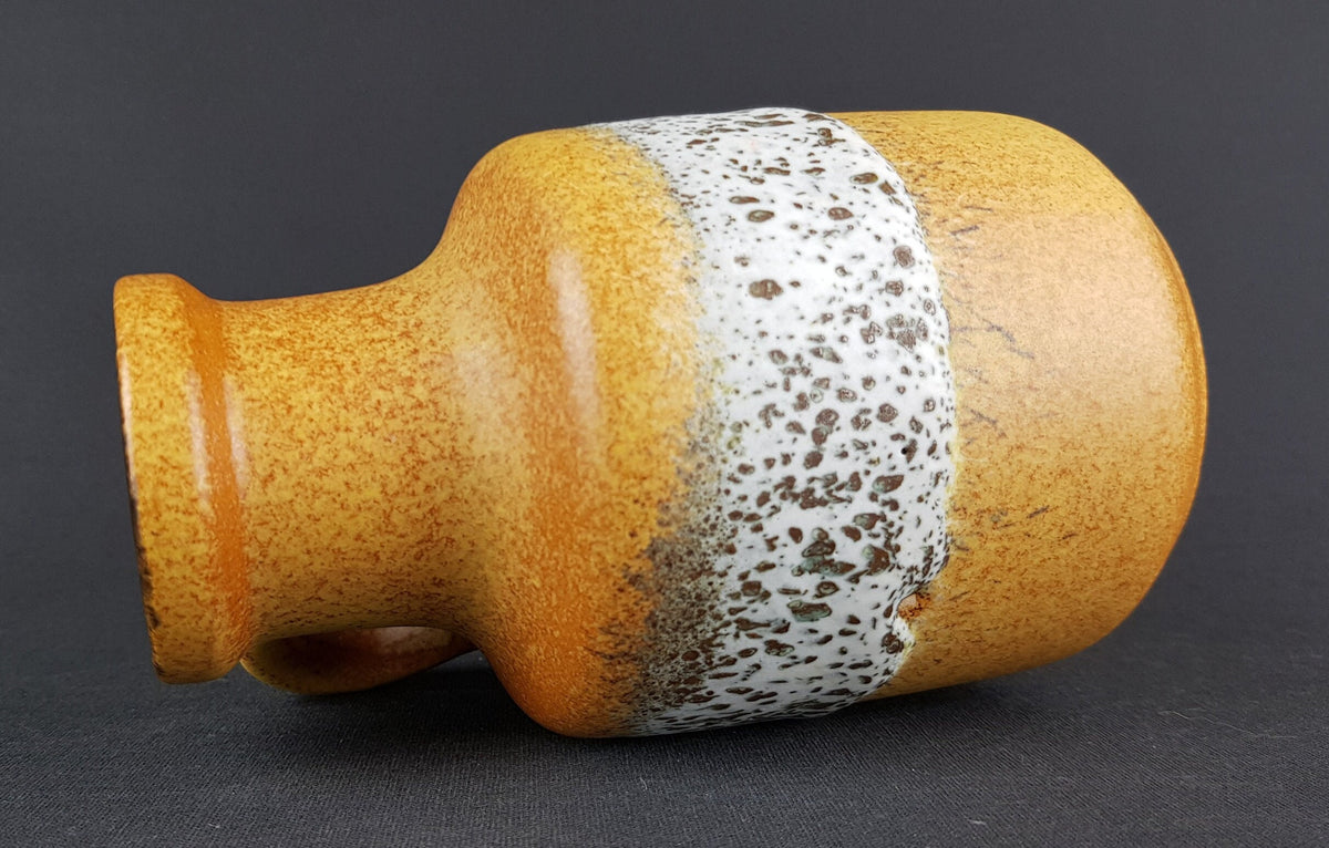 Vintage SCHEURICH KERAMIK Yellow, Black and White Fat Lava Vase 414 16 West German Pottery 1970s