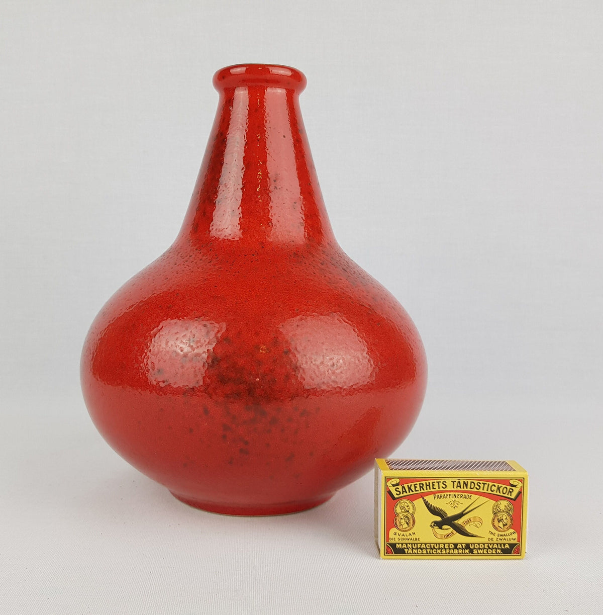 Vintage ZELL SCHMIDER Red Speckled Vase 4563-A by Anneliese Beckh Vulkano Decor West German Pottery 1960s 1970s