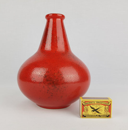 Vintage ZELL SCHMIDER Red Speckled Vase 4563-A by Anneliese Beckh Vulkano Decor West German Pottery 1960s 1970s