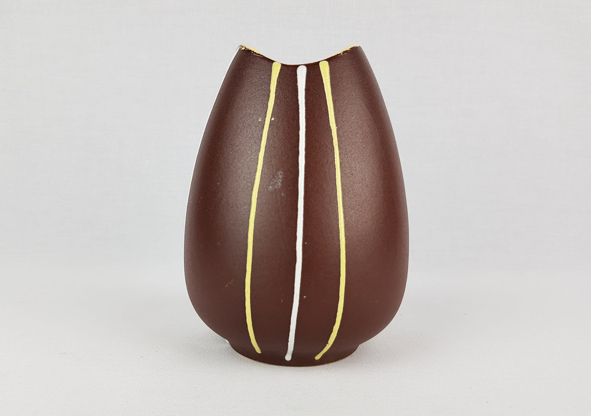 Vintage JASBA KERAMIK Brown Vase 582-15 with "Udine" Decor West German Pottery 1957 by Cilli Wörsdörfer