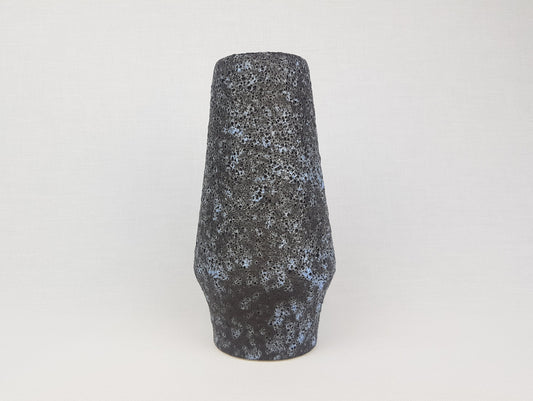 Vintage FOHR KERAMIK Black and Blue Fat Lava Cone Vase West German Pottery 1970s