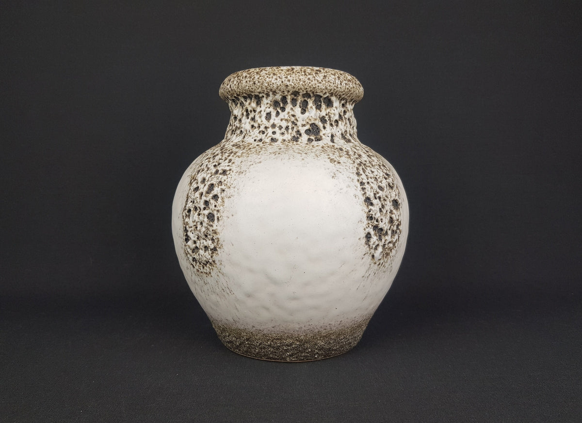Vintage SCHEURICH KERAMIK White and Brown Fat Lava Vase West German Pottery 1960-70