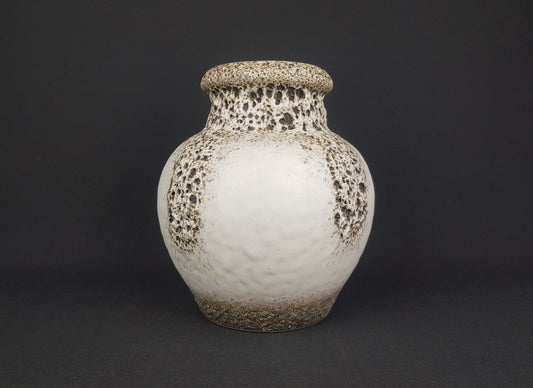 Vintage SCHEURICH KERAMIK White and Brown Fat Lava Vase West German Pottery 1960-70
