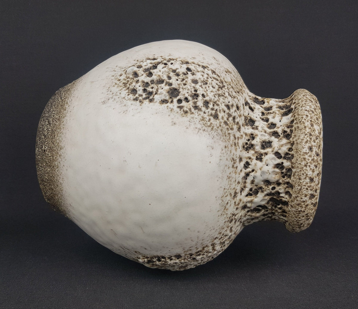 Vintage SCHEURICH KERAMIK White and Brown Fat Lava Vase West German Pottery 1960-70