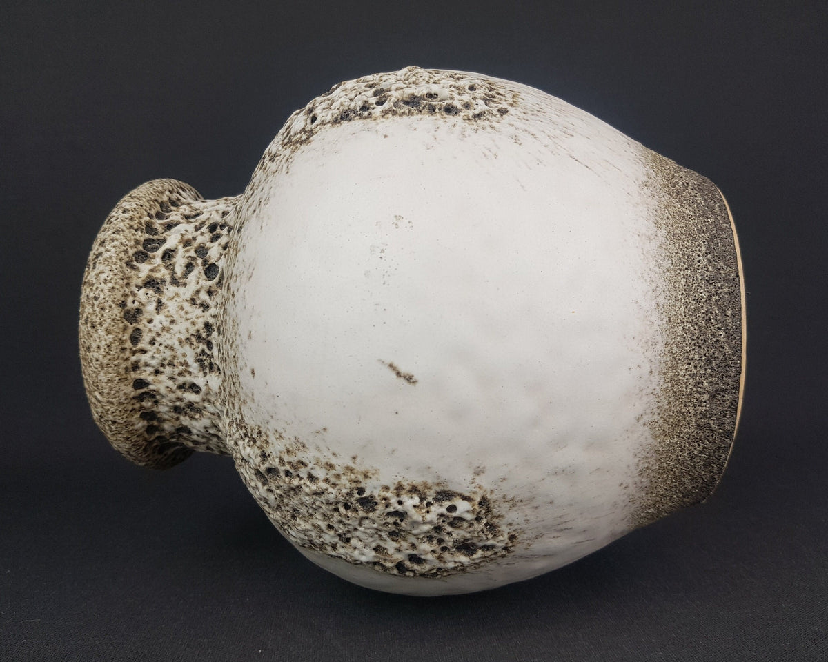 Vintage SCHEURICH KERAMIK White and Brown Fat Lava Vase West German Pottery 1960-70