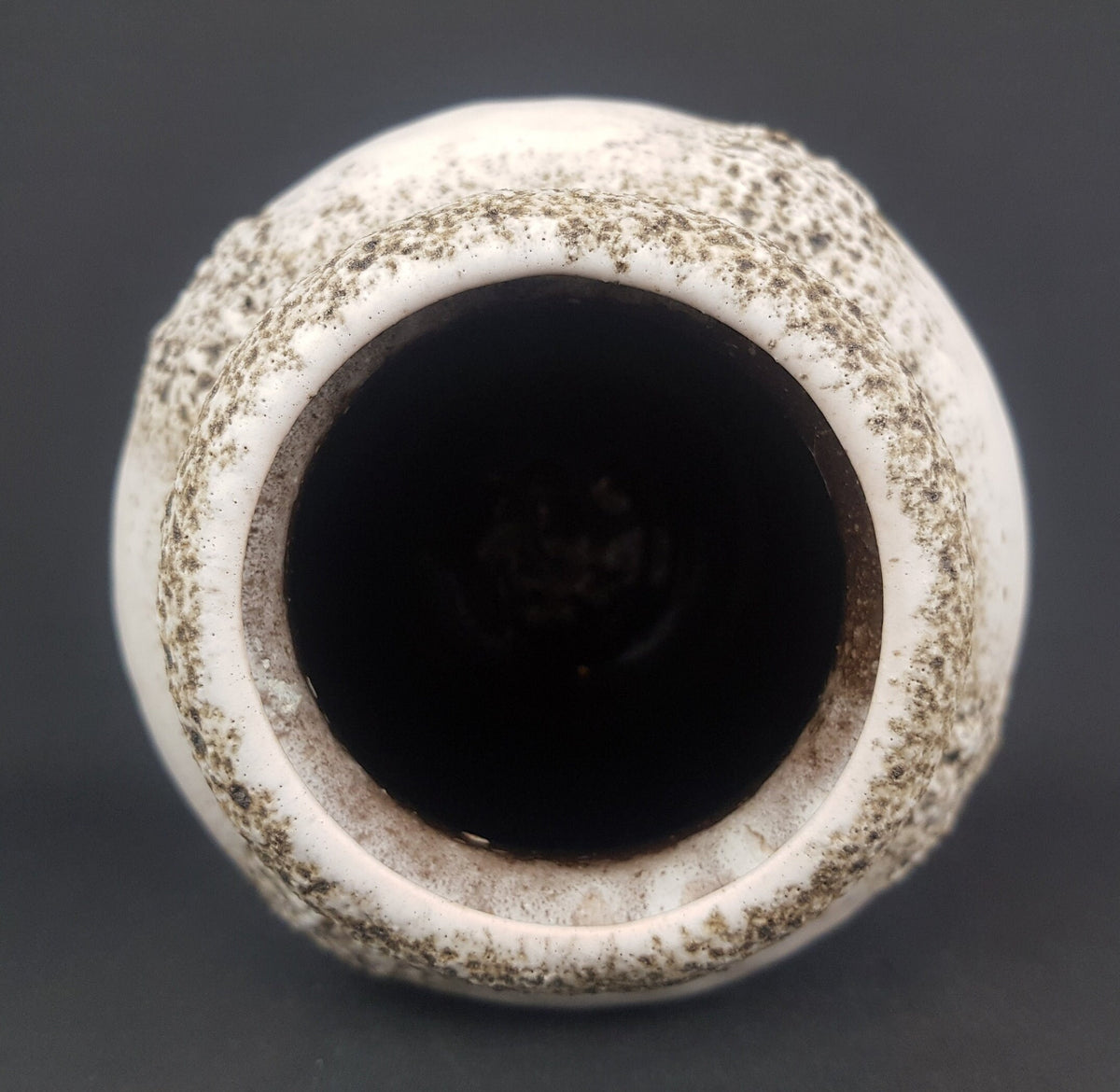 Vintage SCHEURICH KERAMIK White and Brown Fat Lava Vase West German Pottery 1960-70