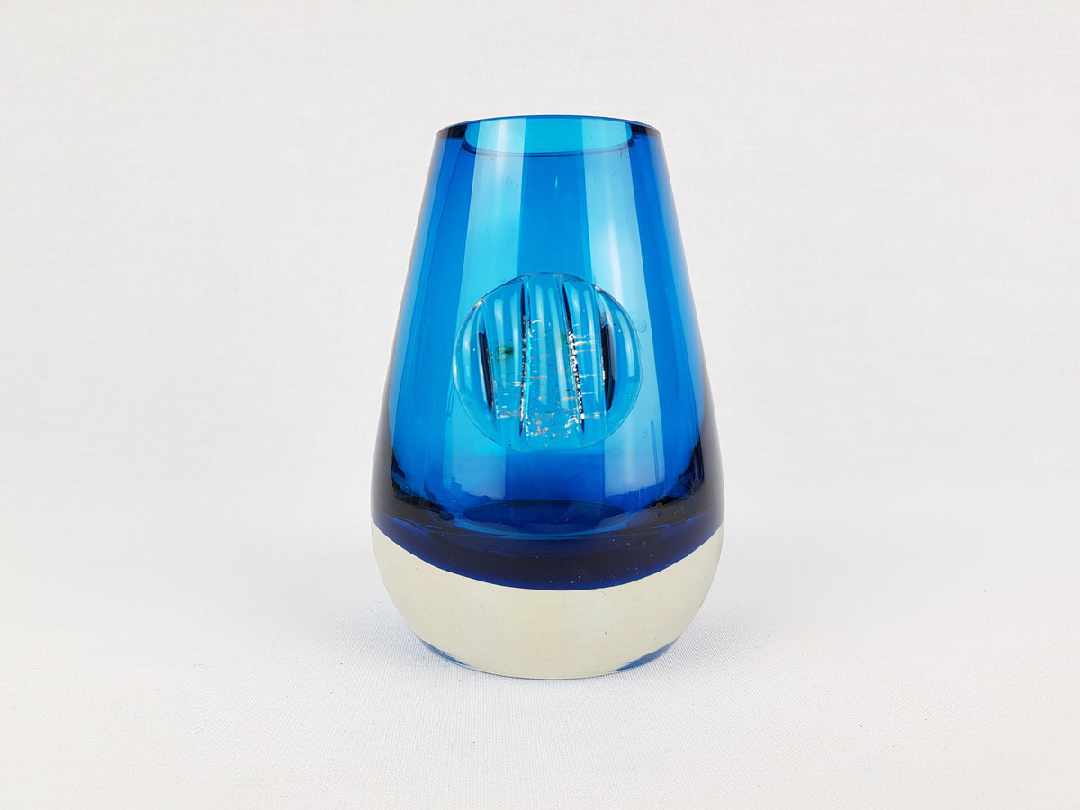Vintage HARRACHOV or HARRACH Blue Glass Vase By Milan Metelak Czechoslowakia 1960-1970s