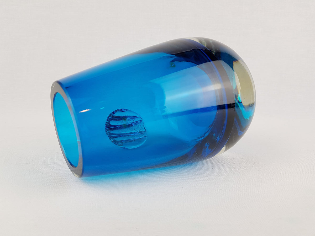 Vintage HARRACHOV or HARRACH Blue Glass Vase By Milan Metelak Czechoslowakia 1960-1970s