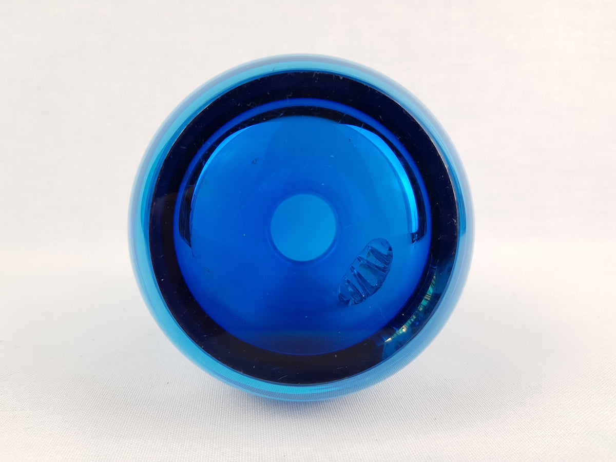 Vintage HARRACHOV or HARRACH Blue Glass Vase By Milan Metelak Czechoslowakia 1960-1970s