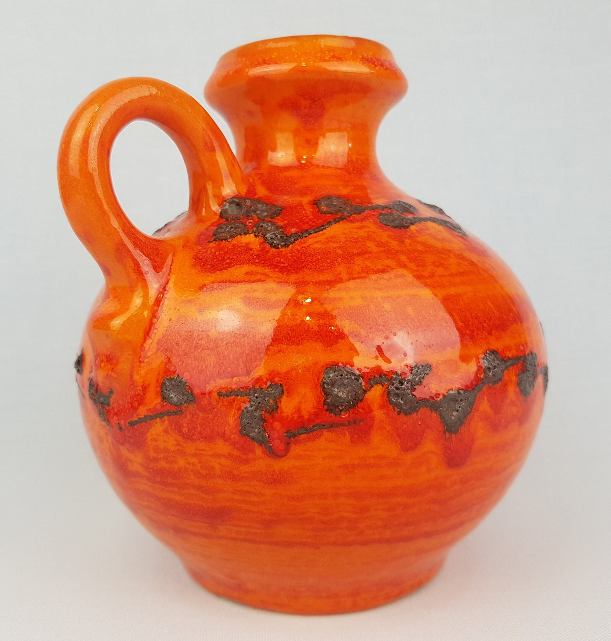 Vintage WALTER GERHARDS KERAMIK Orange Handled Vase West German Pottery 1970s