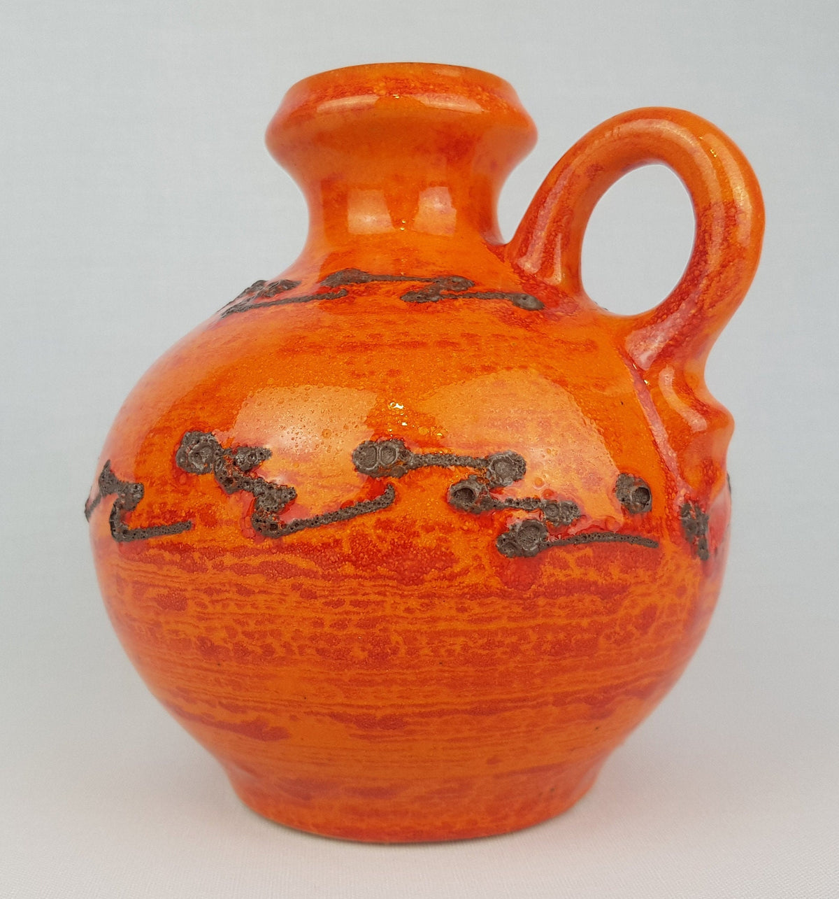 Vintage WALTER GERHARDS KERAMIK Orange Handled Vase West German Pottery 1970s