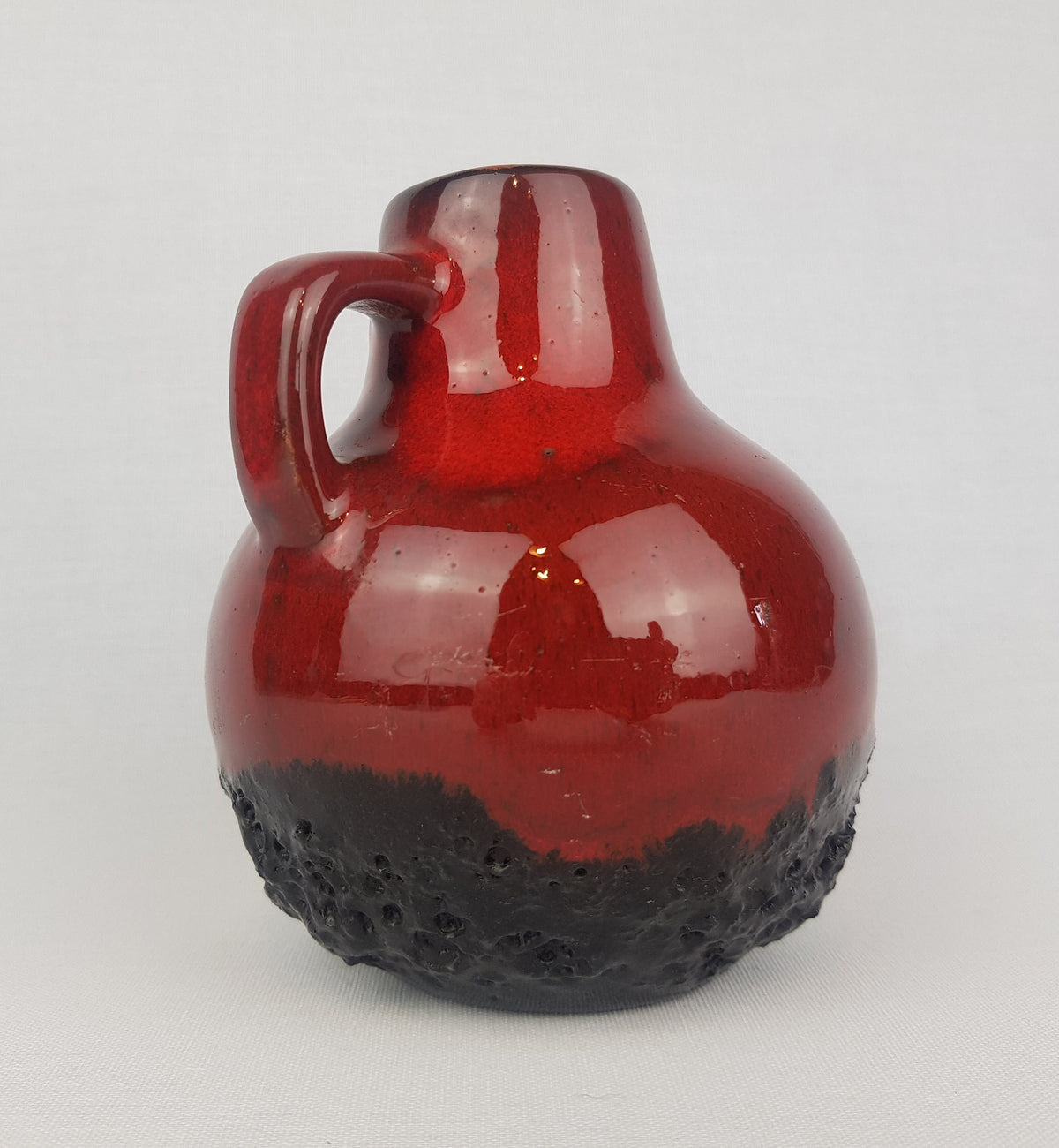 Vintage KREUTZ KERAMIK Red Fat Lava Vase 207 West German Pottery 1970s