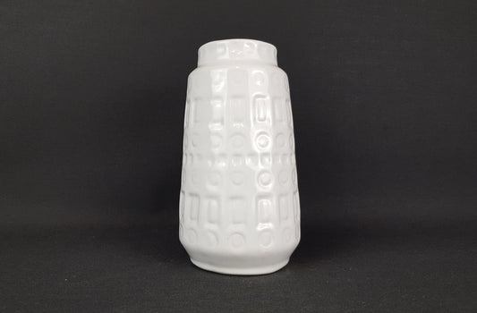 Vintage SCHEURICH KERAMIK White Vase with Inka Decor 260 15 West German Pottery 1970s