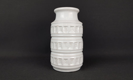 Vintage SCHEURICH KERAMIK White Vase With Inka Relief Decor 268 15 West German Pottery 1970s