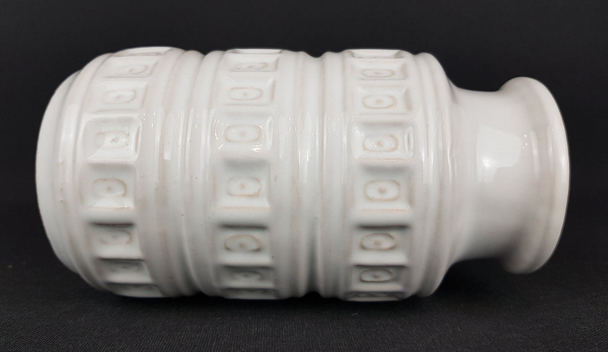 Vintage SCHEURICH KERAMIK White Vase With Inka Relief Decor 268 15 West German Pottery 1970s