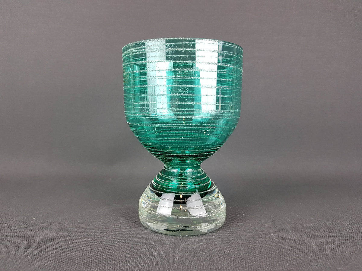 Vintage INGRID GLAS Green Glass Vase Rosenpokal Style German Design Glass Art 1960 1970s