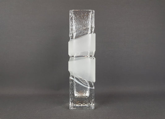 Vintage Warmensteinach Glaswerke Clear Glass Vase with Frosted Design - 1970s