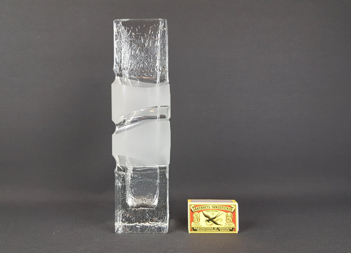 Vintage Warmensteinach Glaswerke Clear Glass Vase with Frosted Design - 1970s