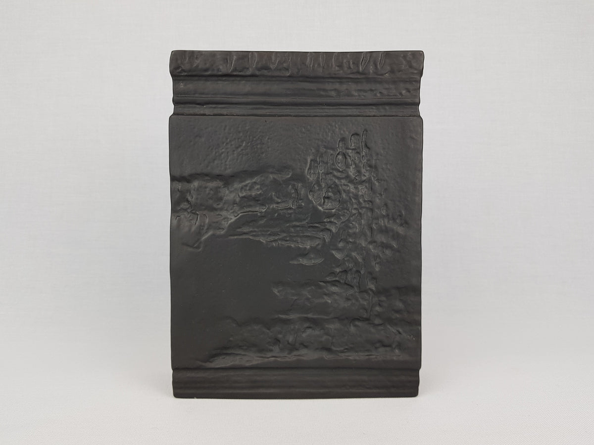 Vintage ROSENTHAL Black Matte Porcelain China Vase with Relief Decor by Martin Freyer Studio Linie Porcelaine Noire 1960-70s