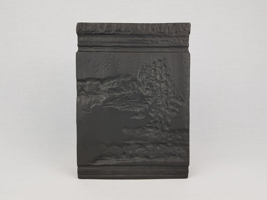 Vintage ROSENTHAL Black Matte Porcelain China Vase with Relief Decor by Martin Freyer Studio Linie Porcelaine Noire 1960-70s