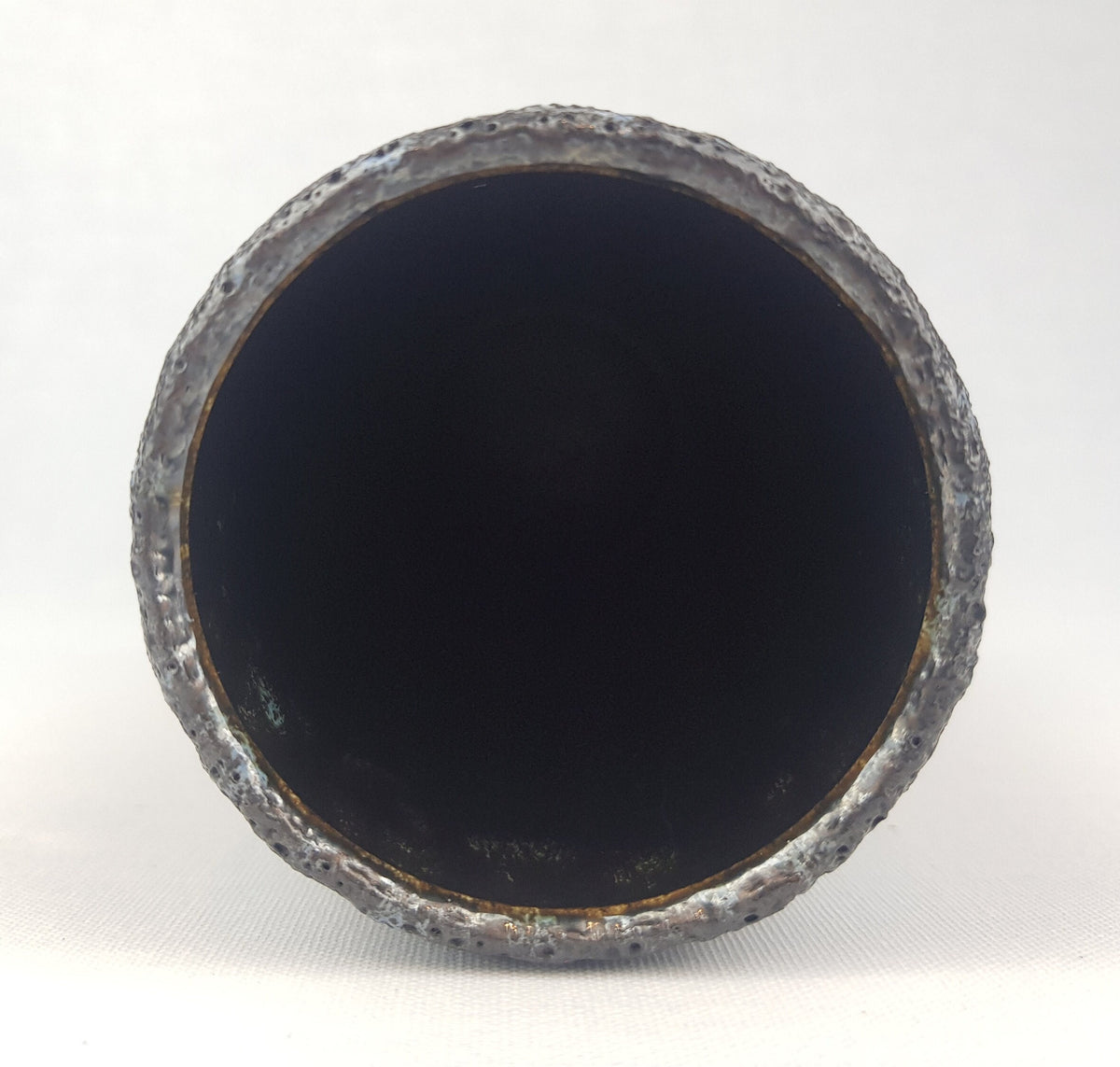 Vintage FOHR KERAMIK Black and Blue Fat Lava Cone Vase West German Pottery 1970s