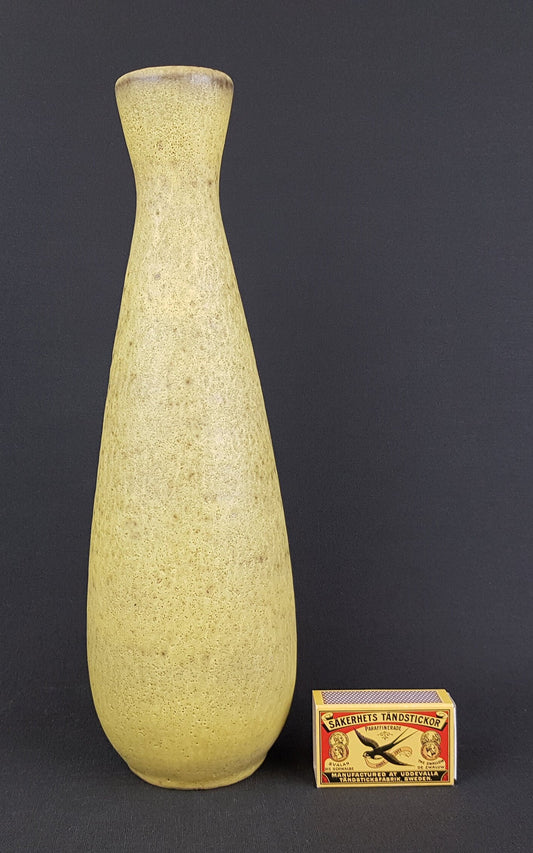 Vintage RUSCHA KERAMIK Yellow Vase, "Tibet" decor 1960's West German Pottery