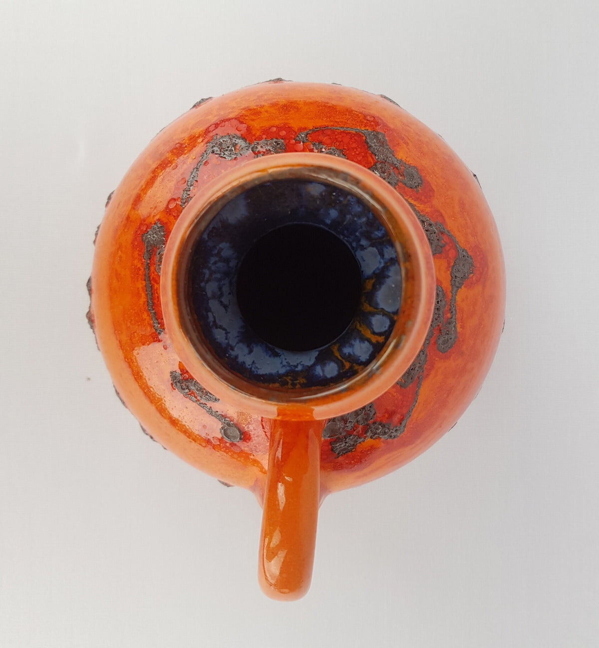 Vintage WALTER GERHARDS KERAMIK Orange Handled Vase West German Pottery 1970s