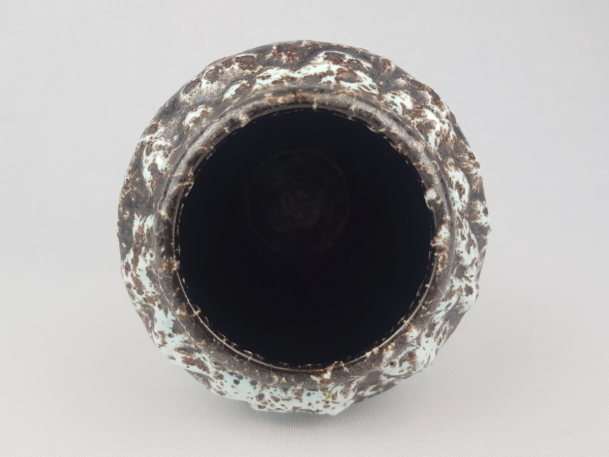 Vintage SCHEURICH KERAMIK Brown and White Fat Lava Vase 238/18 West German Pottery 1970s