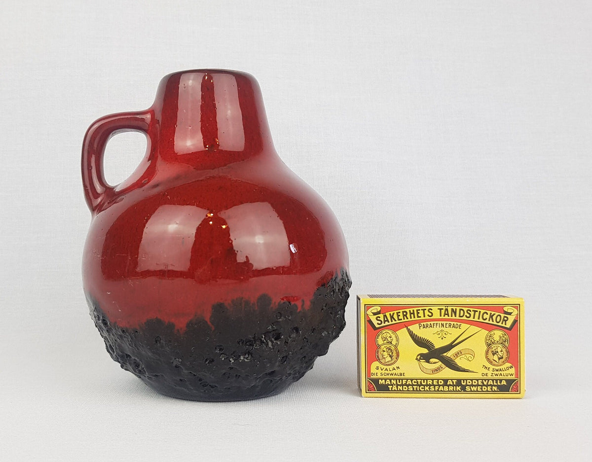 Vintage KREUTZ KERAMIK Red Fat Lava Vase 207 West German Pottery 1970s