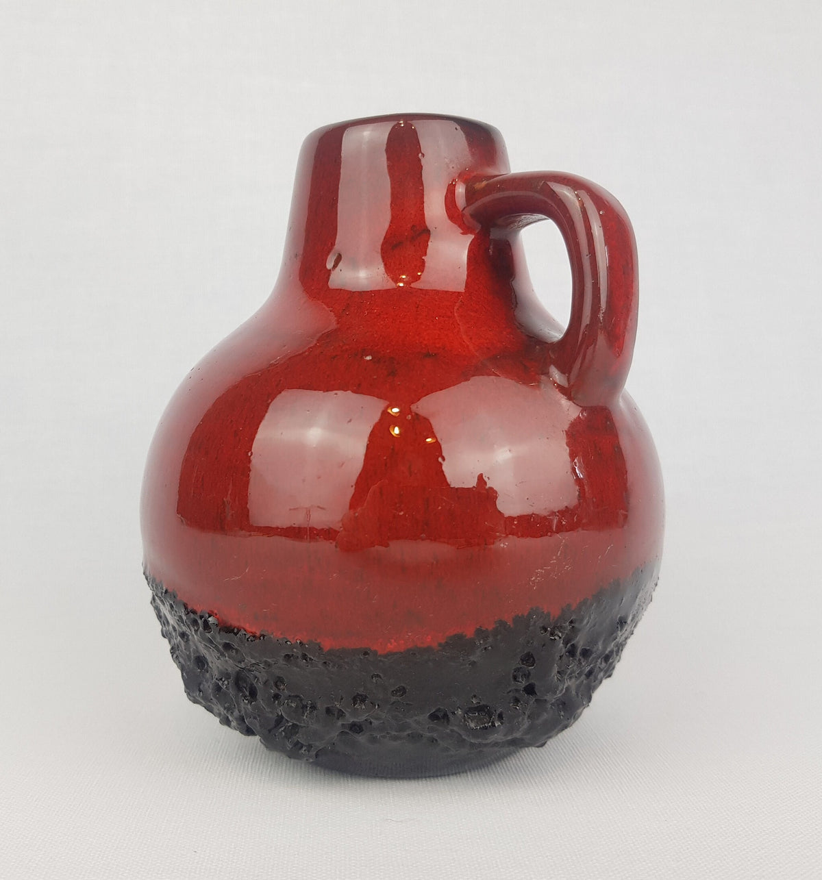 Vintage KREUTZ KERAMIK Red Fat Lava Vase 207 West German Pottery 1970s