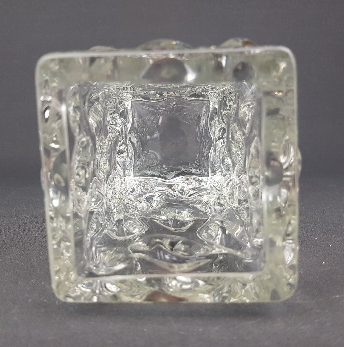 Vintage GLASS ART Bobbles Clear Glass Vase West Germany 1970s