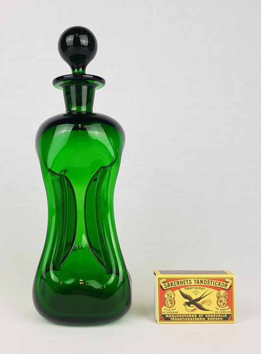 Vintage HOLMEGAARD Green Kluk Kluk Glass Decanter by Jacob Bang Denmark 1970s