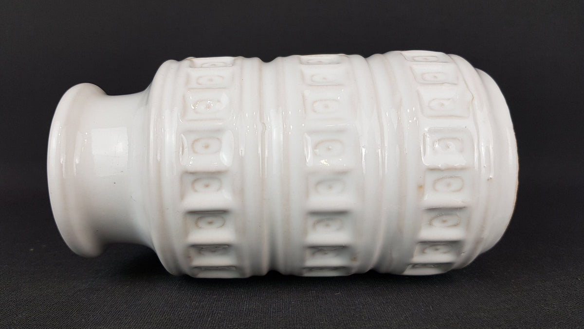 Vintage SCHEURICH KERAMIK White Vase With Inka Relief Decor 268 15 West German Pottery 1970s