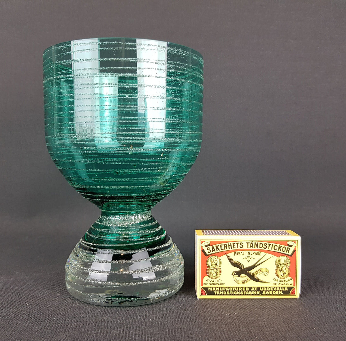 Vintage INGRID GLAS Green Glass Vase Rosenpokal Style German Design Glass Art 1960 1970s