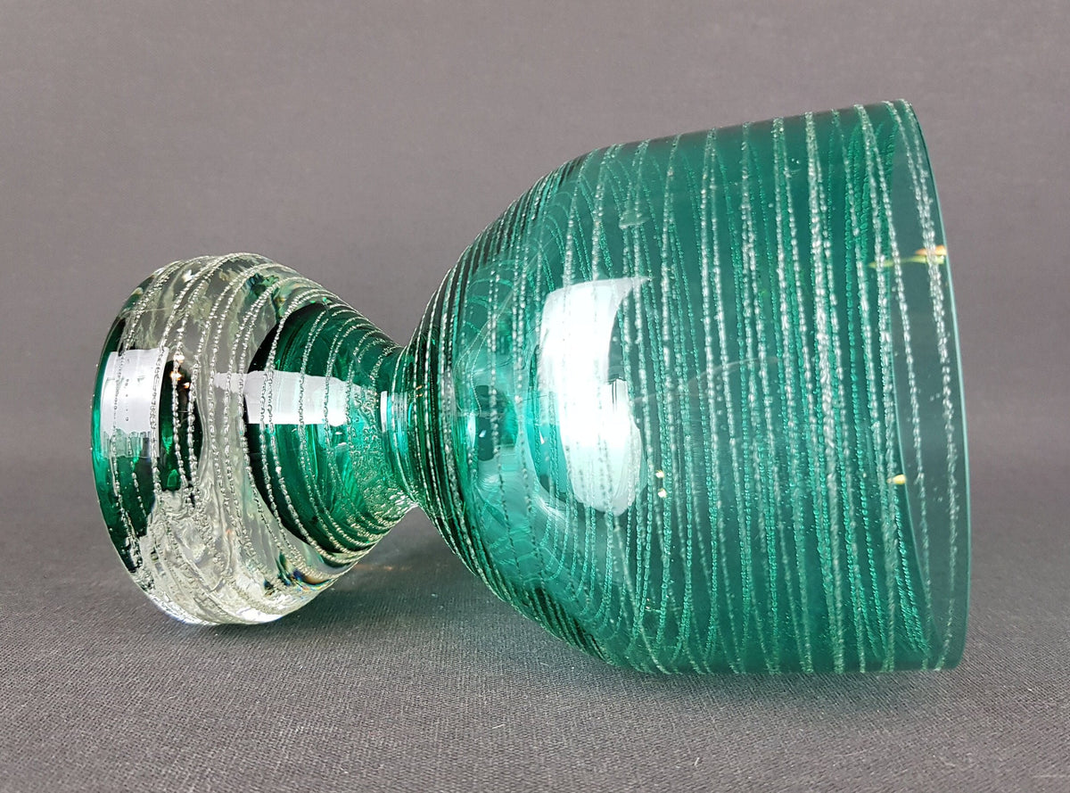 Vintage INGRID GLAS Green Glass Vase Rosenpokal Style German Design Glass Art 1960 1970s