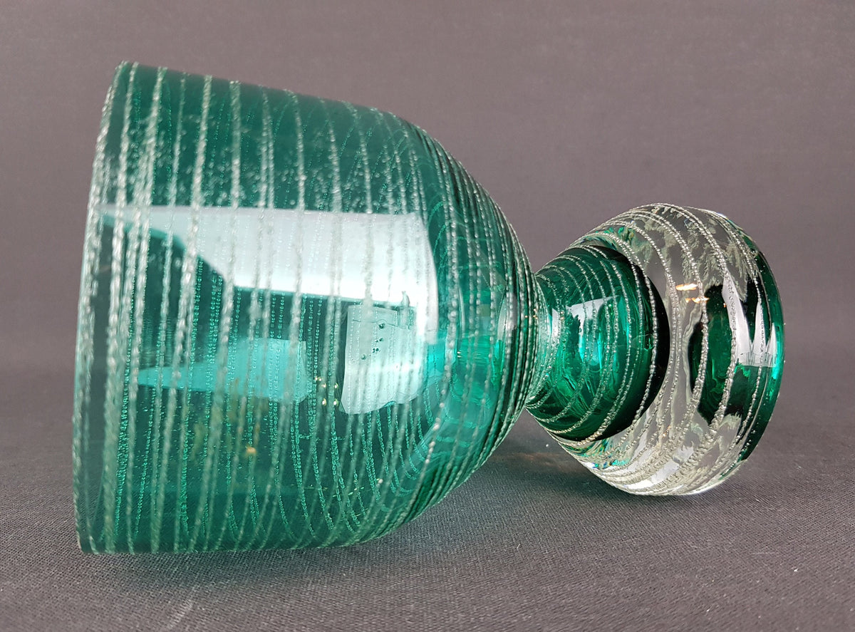 Vintage INGRID GLAS Green Glass Vase Rosenpokal Style German Design Glass Art 1960 1970s
