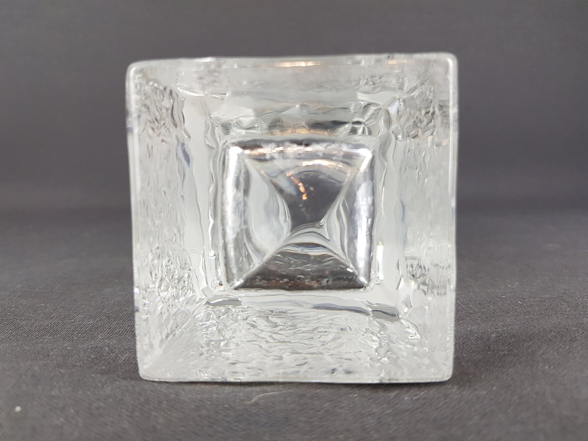 Vintage Warmensteinach Glaswerke Clear Glass Vase with Frosted Design - 1970s