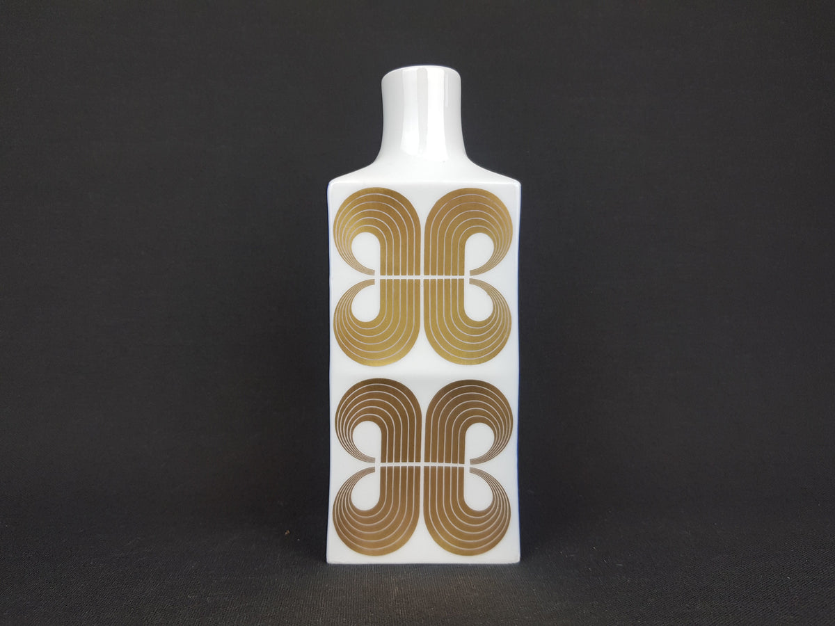 Vintage ALTENKUNSTADT White Porcelain Vase With Bison Decor By Cari Zalloni West Germany 1970s