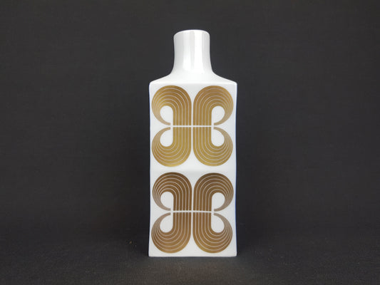 Vintage ALTENKUNSTADT White Porcelain Vase With Bison Decor By Cari Zalloni West Germany 1970s
