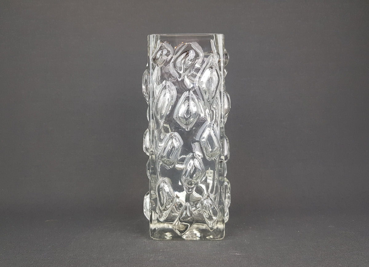 Vintage GLASS ART Bobbles Clear Glass Vase West Germany 1970s