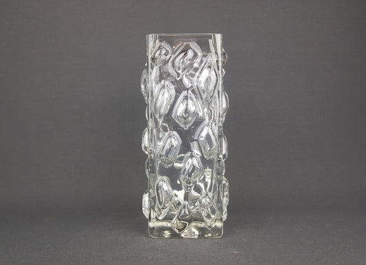 Vintage GLASS ART Bobbles Clear Glass Vase West Germany 1970s