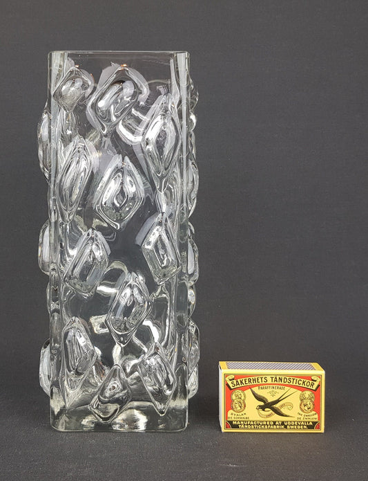 Vintage GLASS ART Bobbles Clear Glass Vase West Germany 1970s