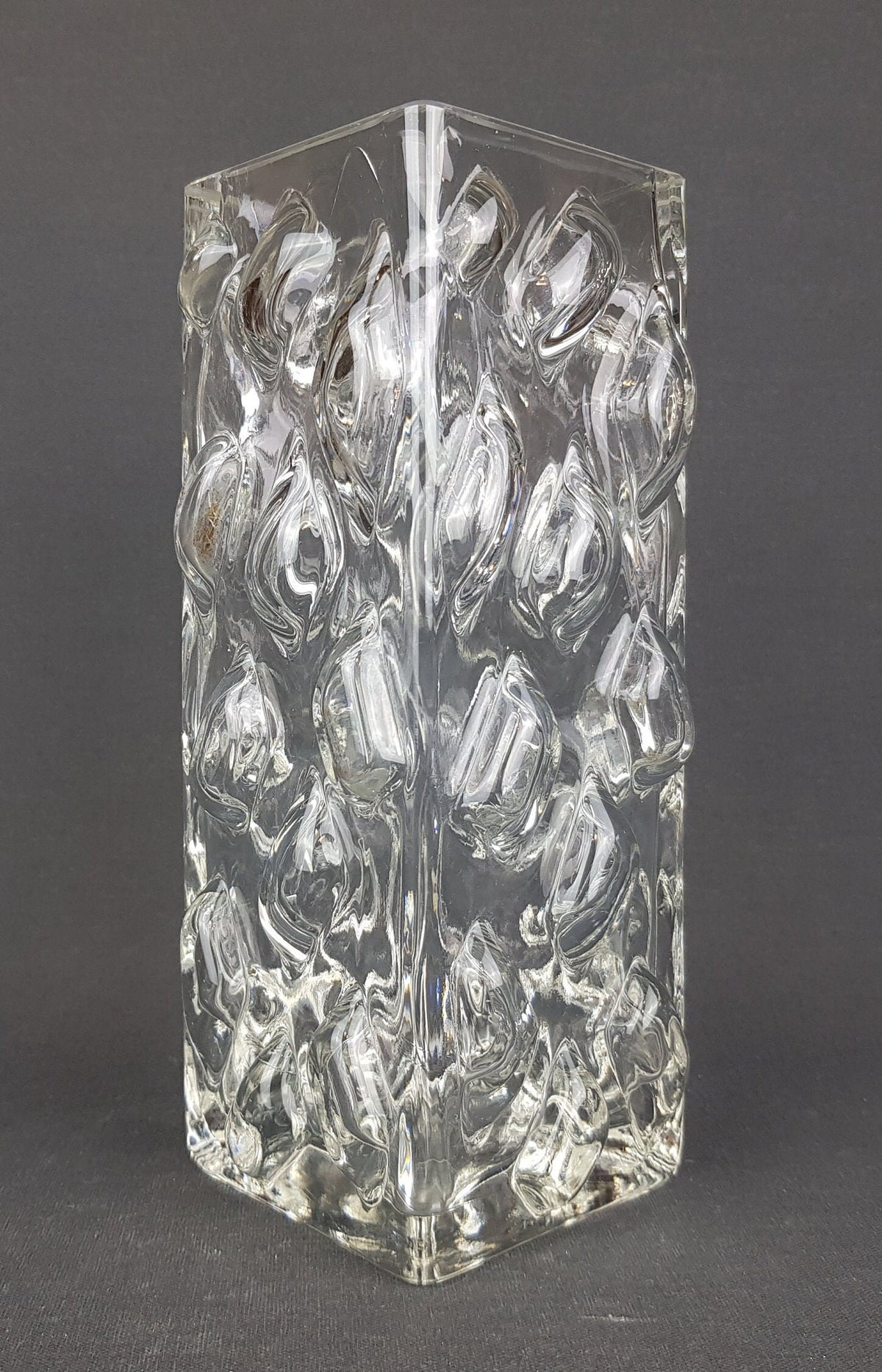 Vintage GLASS ART Bobbles Clear Glass Vase West Germany 1970s