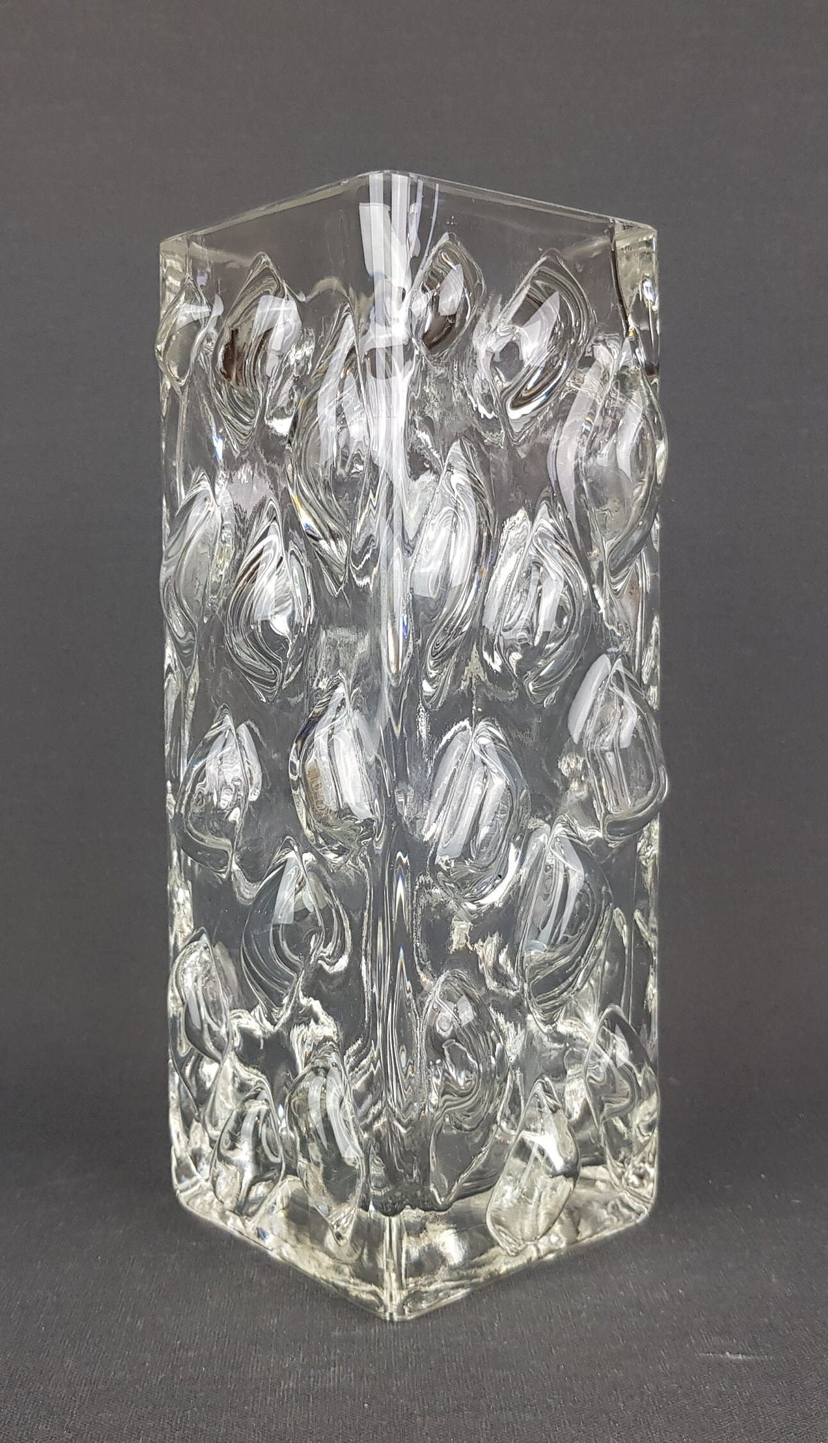 Vintage GLASS ART Bobbles Clear Glass Vase West Germany 1970s