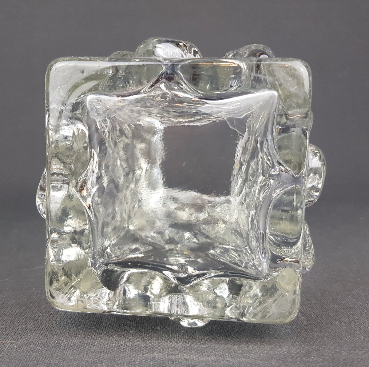 Vintage GLASS ART Bobbles Clear Glass Vase West Germany 1970s