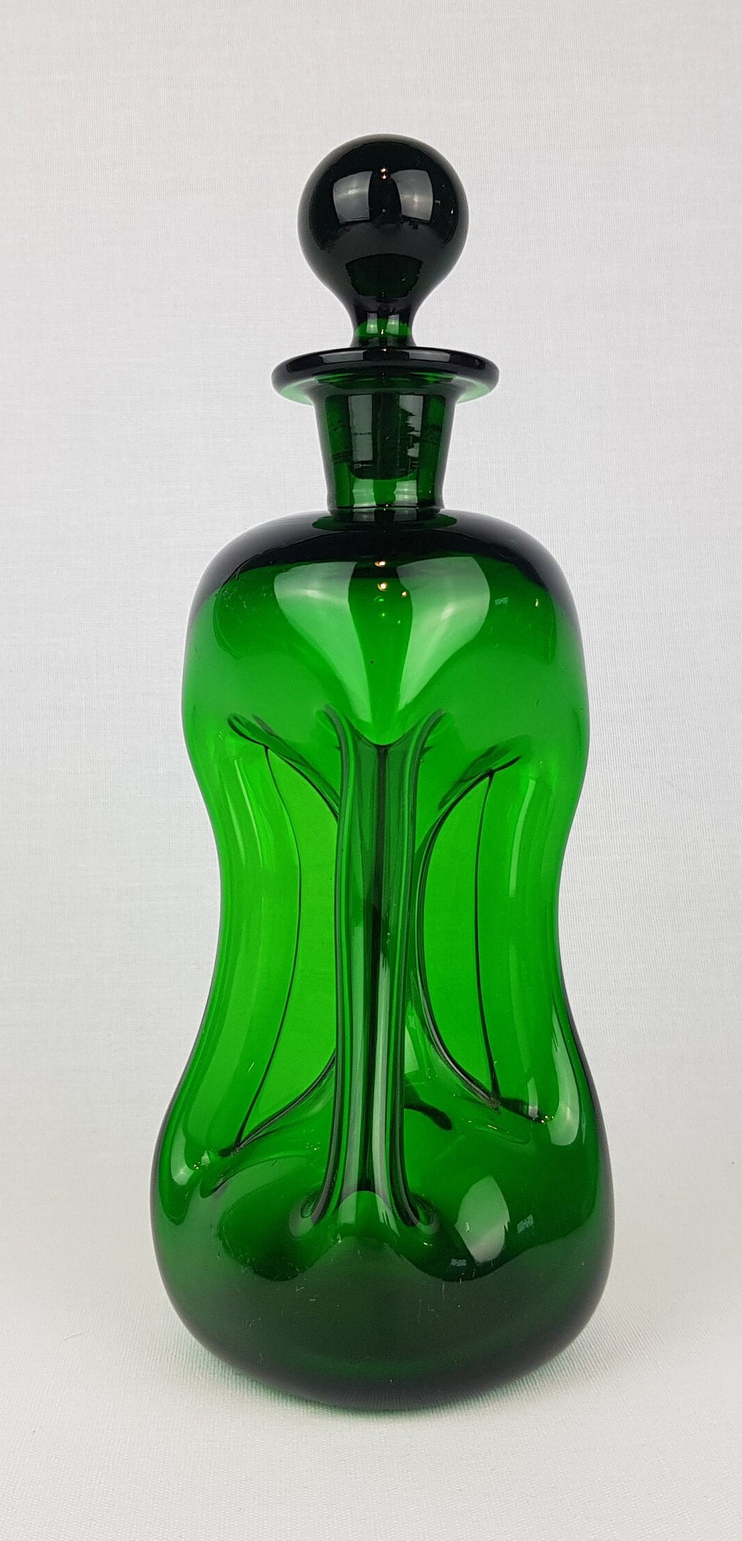 Vintage HOLMEGAARD Green Kluk Kluk Glass Decanter by Jacob Bang Denmark 1970s
