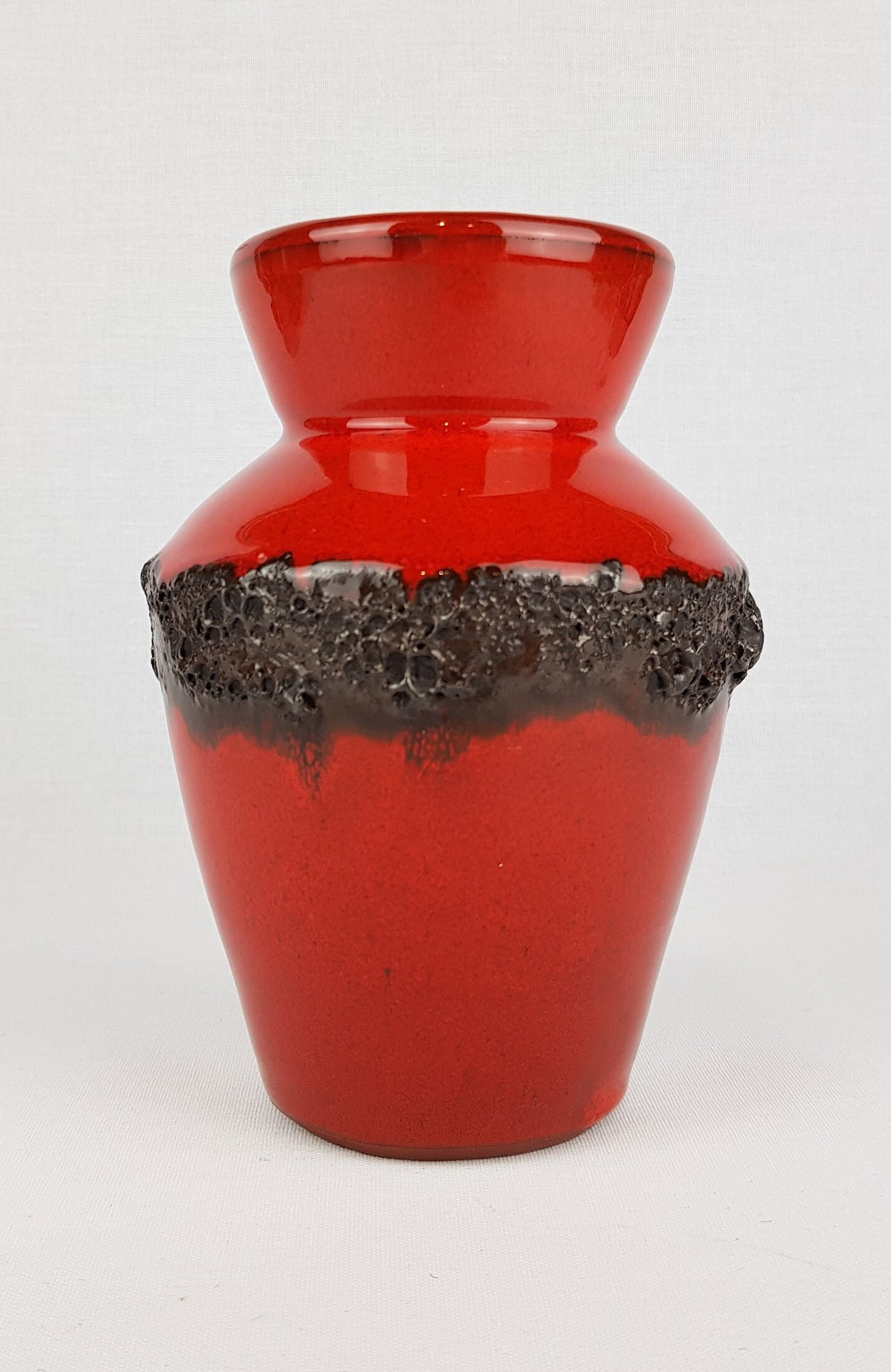 Vintage KREUTZ KERAMIK Handled Red Fat Lava Vase West German Pottery 1970s