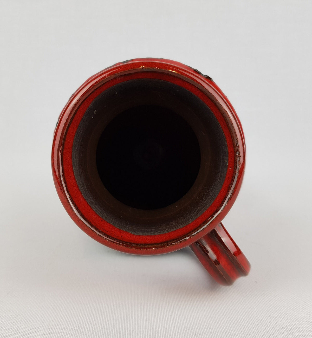 Vintage KREUTZ KERAMIK Handled Red Fat Lava Vase West German Pottery 1970s