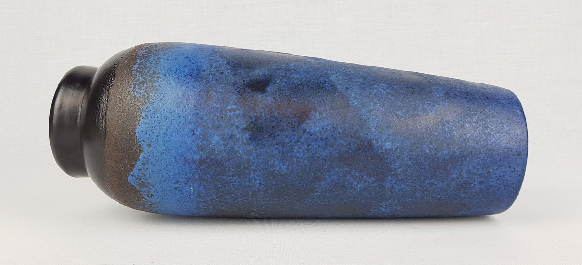 Vintage RUSCHA KERAMIK Matte Blue Black Vase 840/2 West German Pottery 1960s